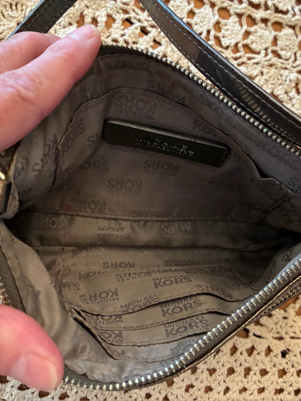 Michael Kors Jet Set Metallic Pewter MK Logo Mini Wristlet - Picture 6 of 14